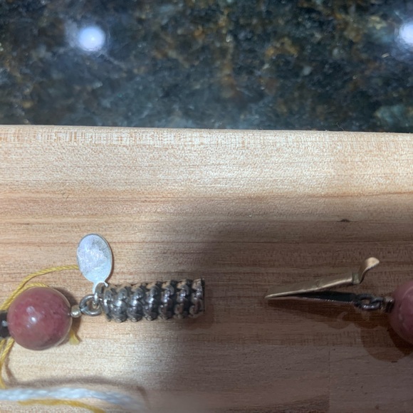 NEW - OPAQUE RHODONITE ENHANCER WITH BEADED 18” NECKLACE with (.925) STERLING - Picture 6 of 7